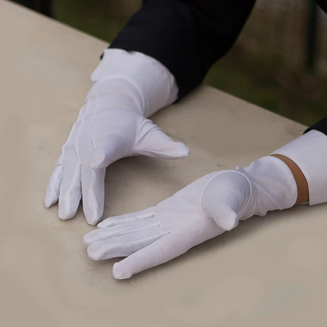 Gants formels blancs élégants, garde de smoking à doigt complet, défilé du père noël pour hommes, mitaines de conduite d'inspection fantaisie, gants antidérapants pour femmes – Image 4