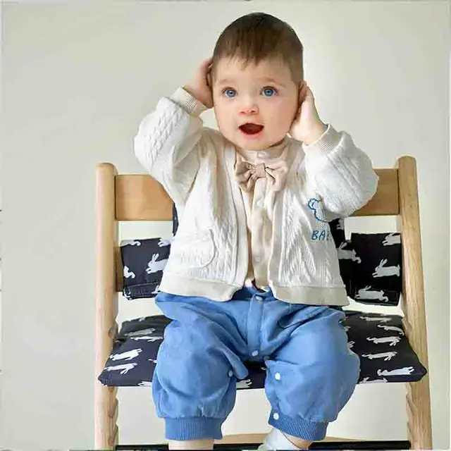 Coussin d'accessoires de chaise de salle à manger pour enfants, coussin de chaise à pieds hauts pour bébé, coussin de tabouret à pieds hauts antidérapant en pur coton pour bébé
