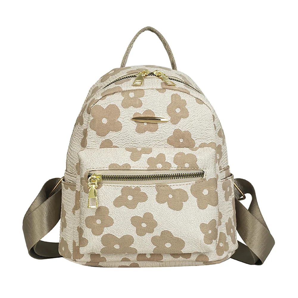 Petit sac à dos imprimé de fleurs pour filles, sac d'école en toile souple, pur et décontracté, mode