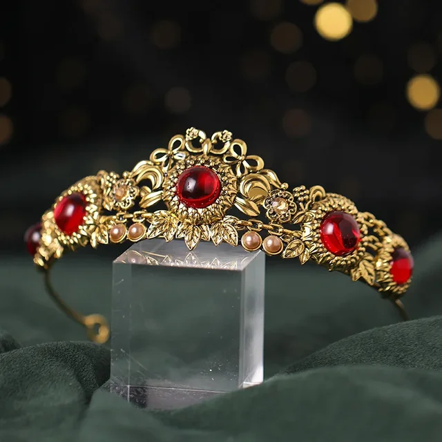 Couronne baroque en cristal pour femme, diadème de Rh, biscuits vintage, patients, accessoires de cheveux de mariage, bijoux – Image 3
