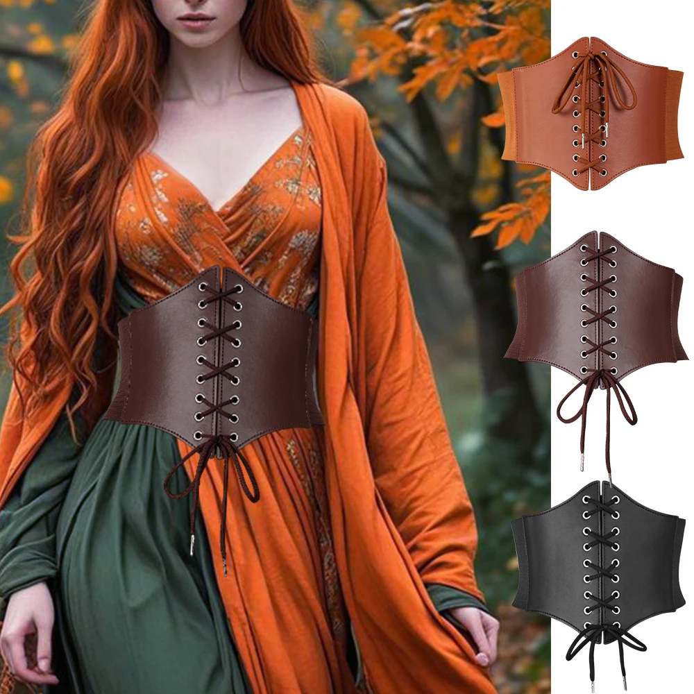 Medieval Wide Leather Armor Belt Steampunk Belt Costume Accessories Men and Women Viking Knight Belt Suitable for Live Role Play