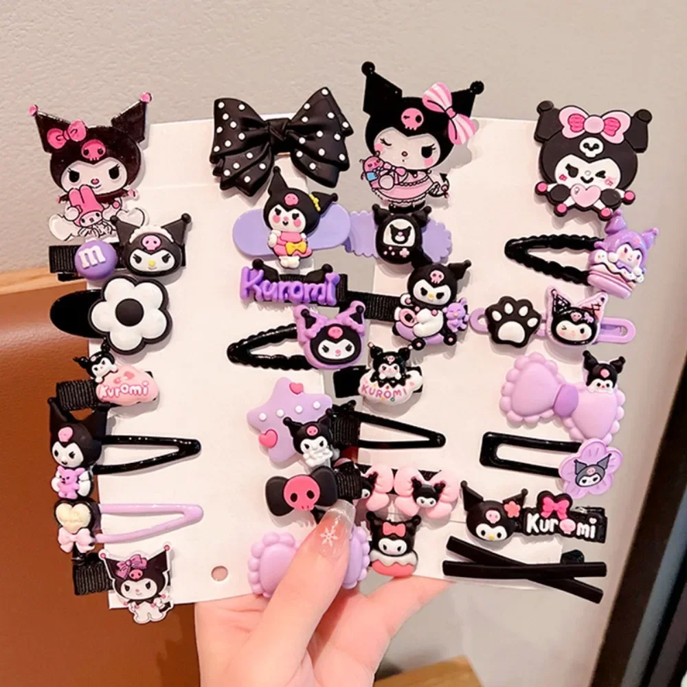 14 pièces/ensemble Kawaii mignon Kuromi extensible nœud cheveux cravate pour enfants ma mélodie Double queue de cheval en cuir bande cheveux accessoires étudiant cadeau