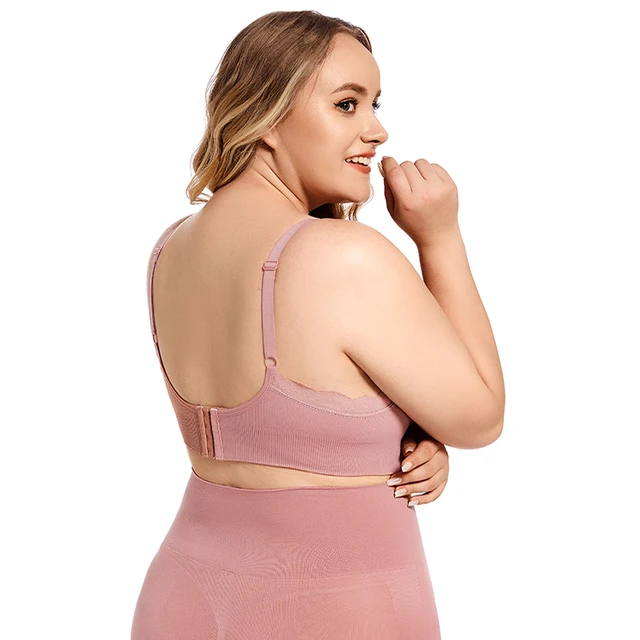 Soutien-gorge d'allaitement sans fil, grande taille, ouvert devant, dentelle douce, respirant, sans couture, soutiens-gorge d'allaitement, soutien maternel, enceinte – Image 4