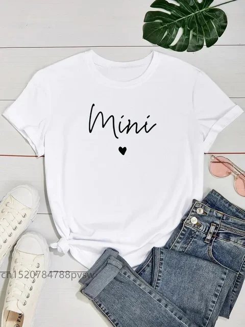 MAMA & MINI-T-shirt à manches courtes en coton pour mère et enfant, vêtements assortis pour maman et fille, à la mode – Image 3