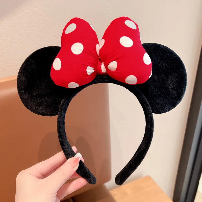 Bandeaux oreilles de Minnie Mouse pour filles, nœuds à paillettes de noël, bandeau d'oreille de souris, couvre-chef mignon pour fête de Festival pour enfants