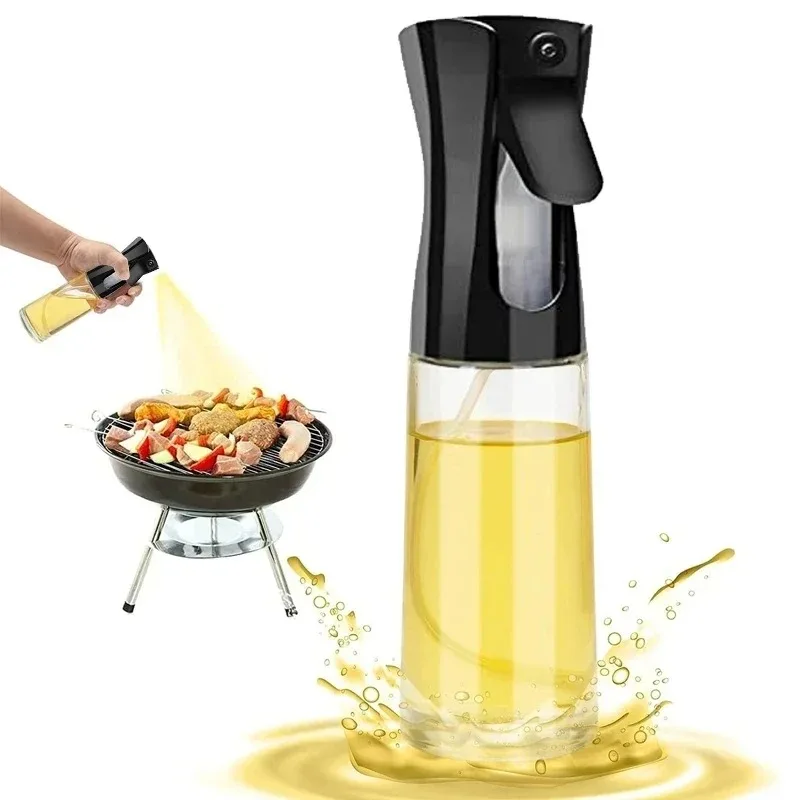 Flacon pulvérisateur d'huile polyvalent pour la cuisson et le grillage avec flacon compte-gouttes distributeur pulvérisateur en verre de 200 ml ou 300 ml