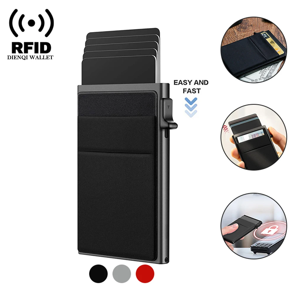 Carteras Choice-Porte-cartes de crédit Rfid pour hommes, mince, mini portefeuilles minimalistes, étui en métal de luxe, porte-cartes d'identité bancaires
