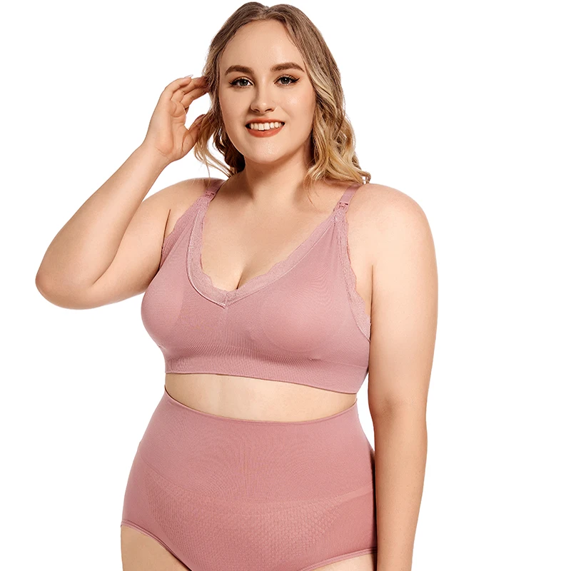 Soutien-gorge d'allaitement sans fil, grande taille, ouvert devant, dentelle douce, respirant, sans couture, soutiens-gorge d'allaitement, soutien maternel, enceinte