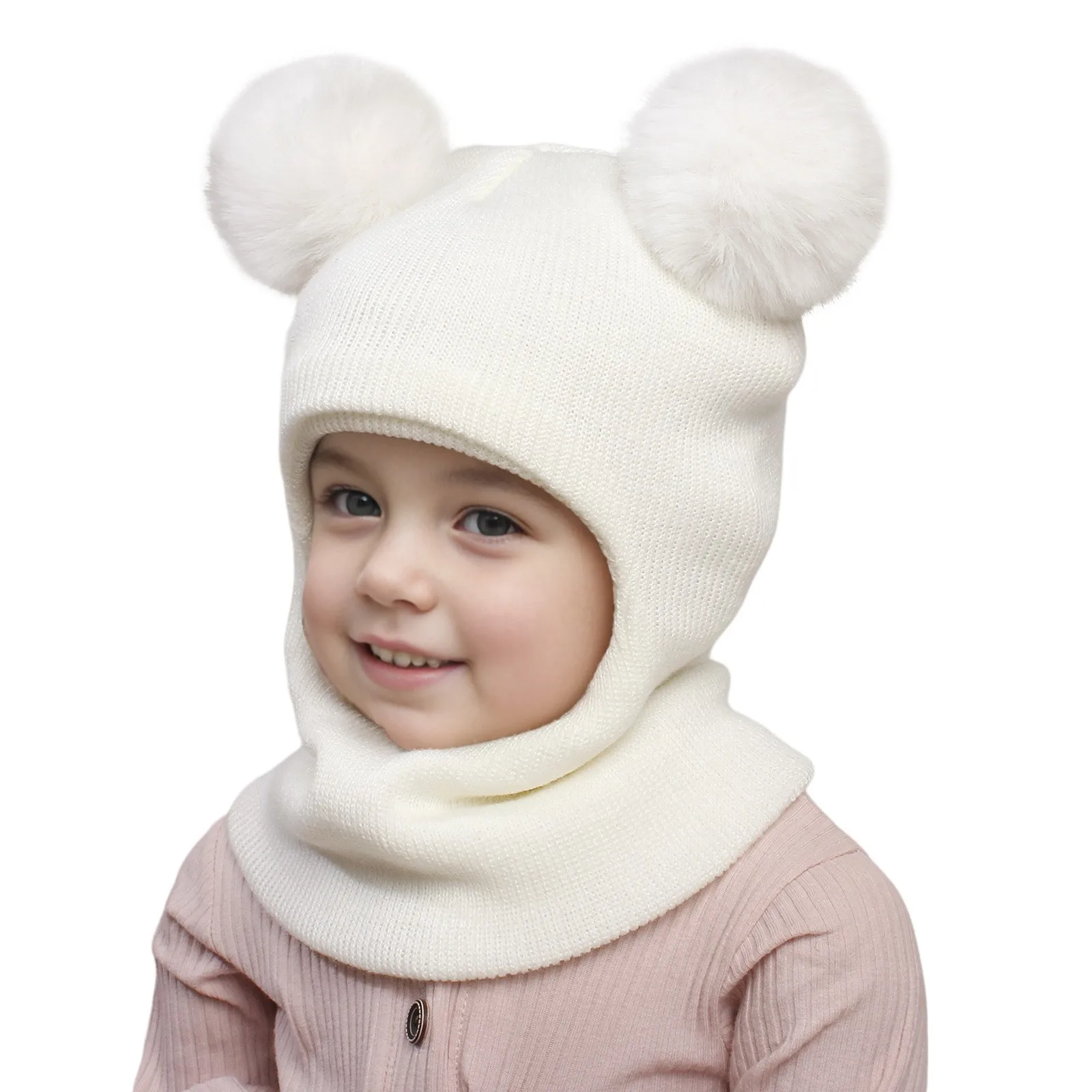 Casquettes chaudes fille garçon à capuche hiver écharpe enfant chapeau casquette écharpe tricot bébé soins de bébé chapeaux de bain