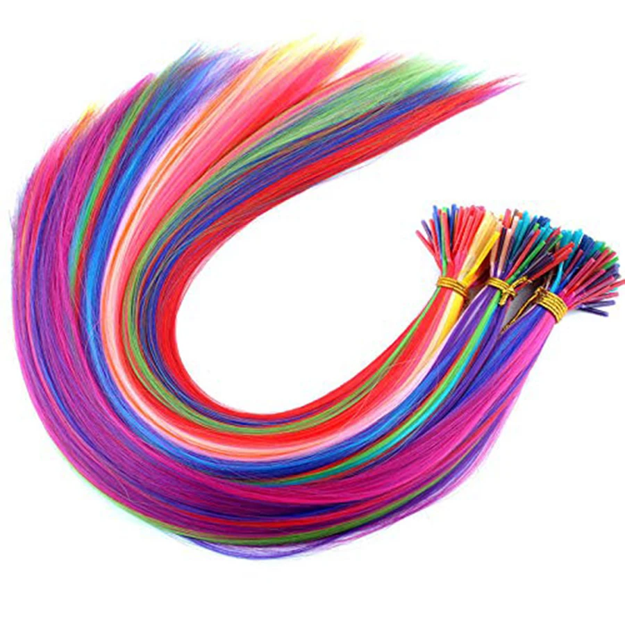 Teinture capillaire synthétique arc-en-ciel faux Extensions de cheveux colorés Kanekalon i-tip kératine Fusion pour Extension de cheveux mèches de morceaux de cheveux