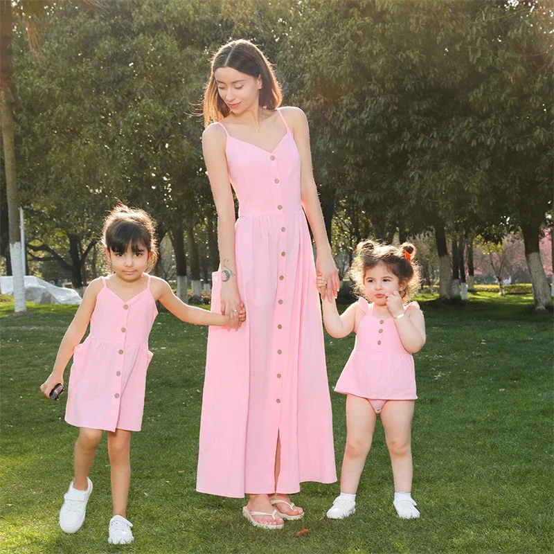 Robes assorties en coton pour mère et fille, vêtements de famille, à la mode