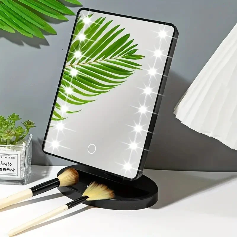 Miroir de maquillage à lumière nocturne LED pour bureau, 1 pièce, rangement rotatif à 360 degrés, miroir de maquillage tactile