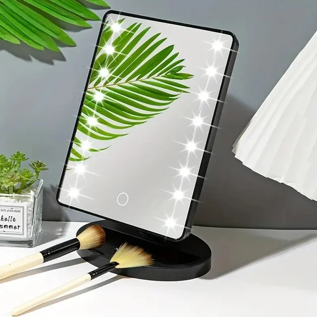 Miroir de maquillage à lumière nocturne LED pour bureau, 1 pièce, rangement rotatif à 360 degrés, miroir de maquillage tactile