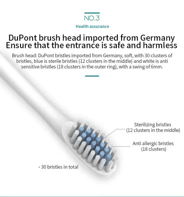 Tongwode-Brosse à dents électrique sonique pour adulte, avec minuterie, 4 modes, chargeur USB, aste, ensemble de têtes de rechange – Image 5