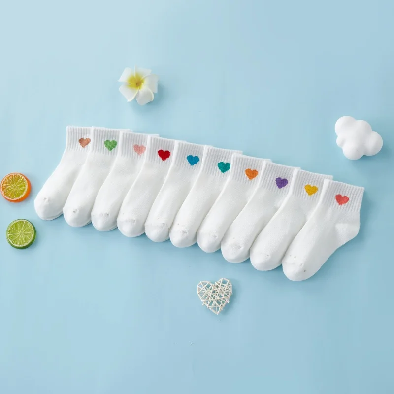 Vente en gros de chaussettes mi-longues en coton respirant pour enfants, maille fine, trésor féerique, amour, pour filles au printemps et en été