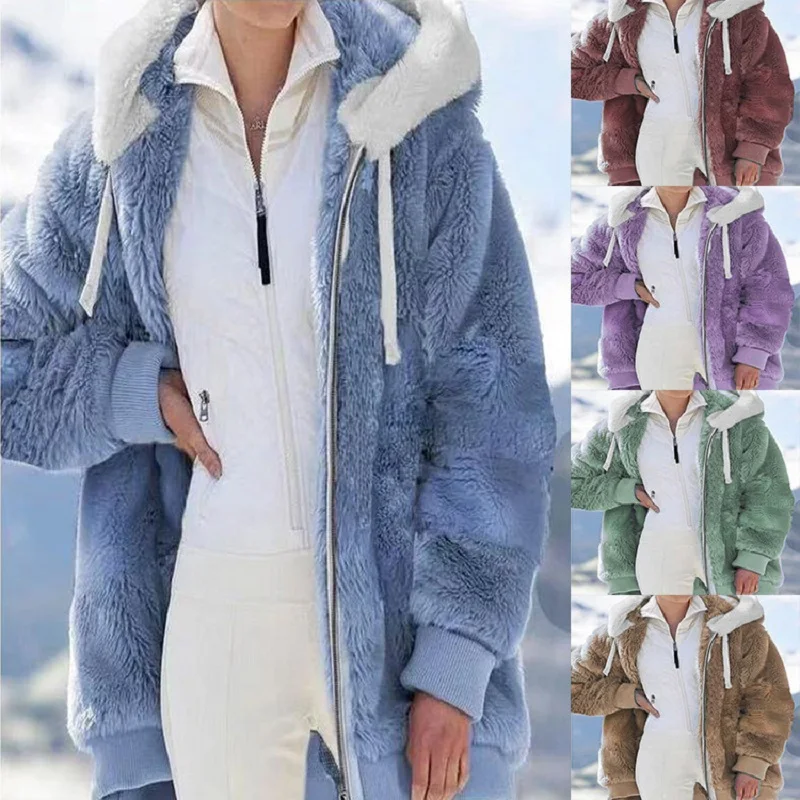 Veste ample à capuche avec fermeture éclair pour femme, nouveau Style d'automne et d'hiver