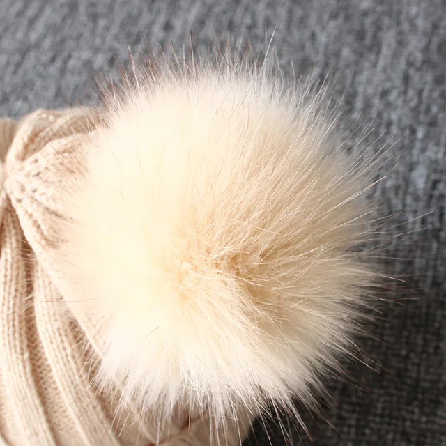 Chapeau à Pompon Mignon pour Bébé Fille et Garçon, Bonnet Chaud d'Hiver Solide pour l'Extérieur – Image 5