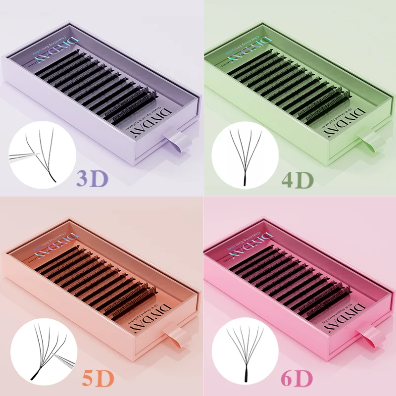 DIYDAY Extension de cils en forme de W 3d 4d 5d 6d 7d 8d W cils naturels doux préfabriqués effet de floraison cils pour le maquillage de beauté