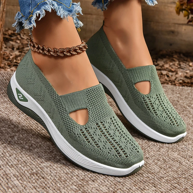 Femmes baskets à semelles compensées chaussures de haute qualité sans lacet chaussures plates hommes mocassins respirant maille baskets de course dames chaussures de Sport
