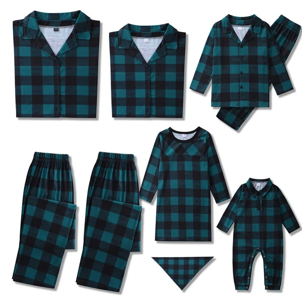 Pyjama à carreaux en coton pour la famille, imprimé, mère, père, bébé, enfants, mignon, confortable, Noël, vêtements assortis pour la famille, nouveau, 2024