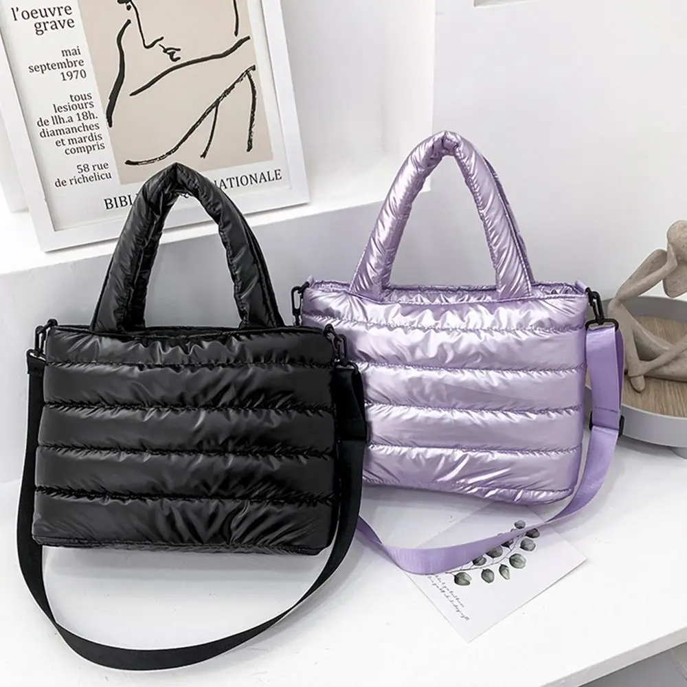 Nouveau sac fourre-tout bouffant pour femmes, sac à main bouffant matelassé, sac à bandoulière léger rembourré en coton, sac à main rembourré en duvet