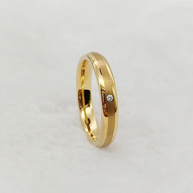 Bague bombée en tungstène pour femme, coupe confortable pour femme, haute qualité, bijoux fantaisie, pierre Cz, couples, alliances pour filles, 4mm – Image 5