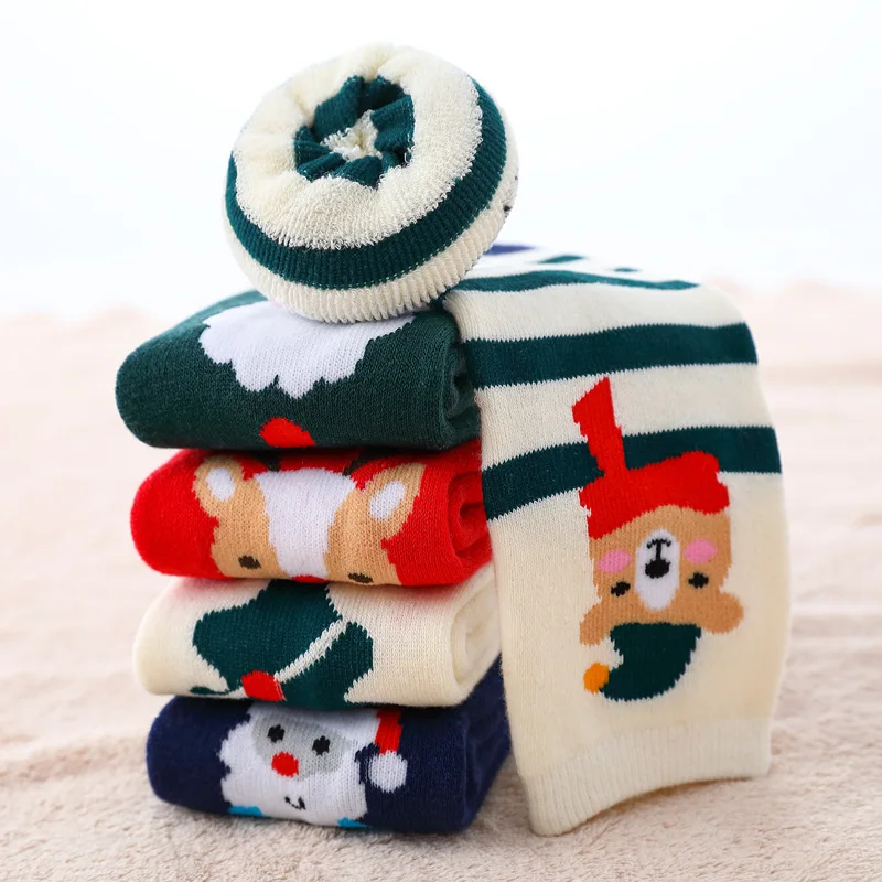 Chaussettes d'hiver en éponge Ultra épaisses pour enfants de 1 à 16 ans, 5 paires, éléments de noël, douces et délicates, à haute élasticité, Cool