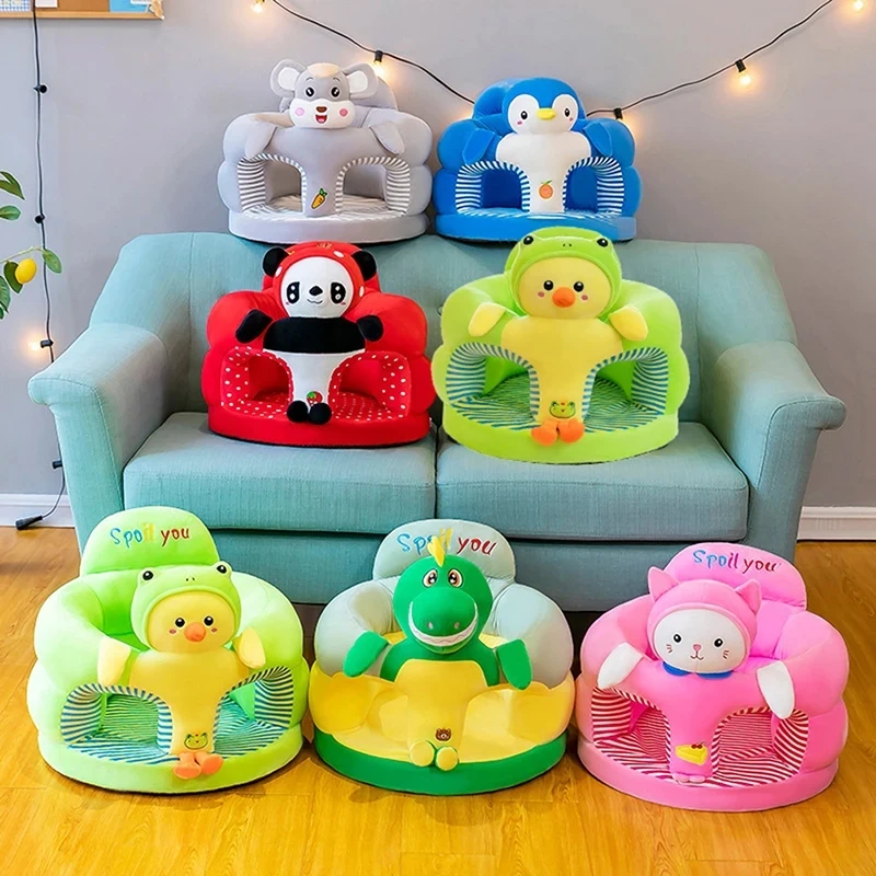 Juste de siège de soutien de canapé pour bébé, chaise en peluche mignonne, chaise d'alimentation confortable pour tout-petits, bouffée de accent lavable sans remplissage, apprendre à s'asseoir