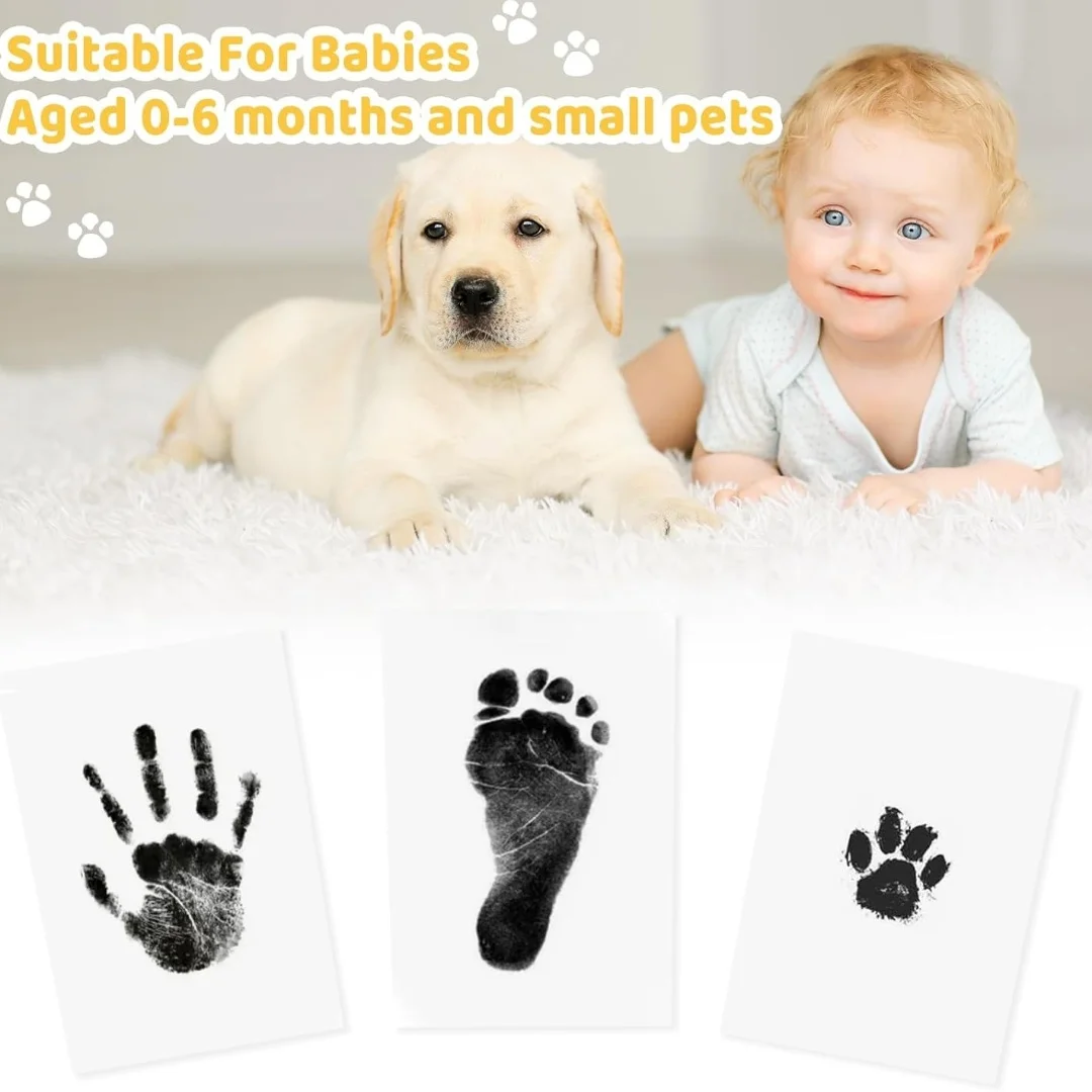 Kit d'Empreintes Digitales et de Pieds de Bébé, Tampons Encreurs Non Toxiques Sûrs, Nettoyer sans Encre, Toucher, Empreinte de Patte d'Animal de Compagnie