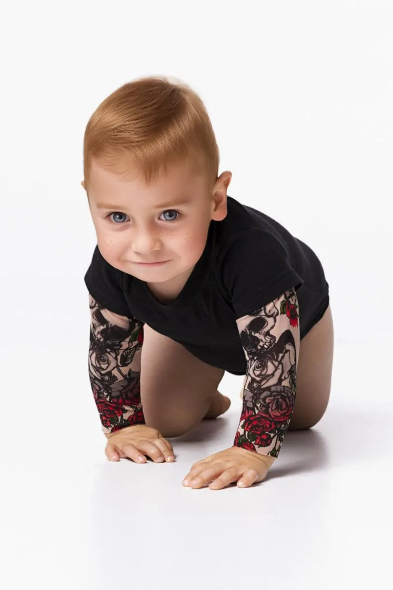 Vêtements d'été pour bébé garçon, body à la mode pour nouveau-né, faux deux manches tatouées, en coton, confortable, une pièce
