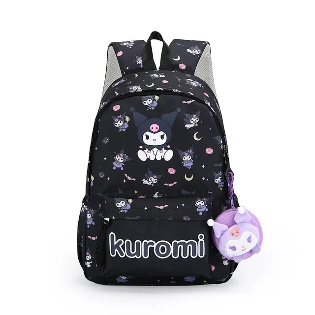 Sac à dos Hello Kitty Sanrio Anime, sacs d'école Kuromi cannelle avec breloque portefeuille, sac à dos de voyage décontracté pour étudiante et fille – Image 2