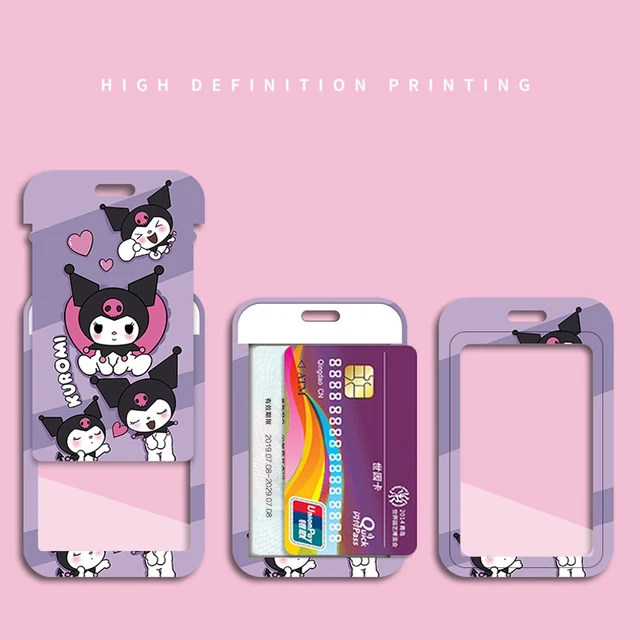 Mignon Kuromi ID Badge porte-carte lanière Sanrio filles porte carte étui cou sangle porte-carte de crédit Credentials accessoires cadeau – Image 4