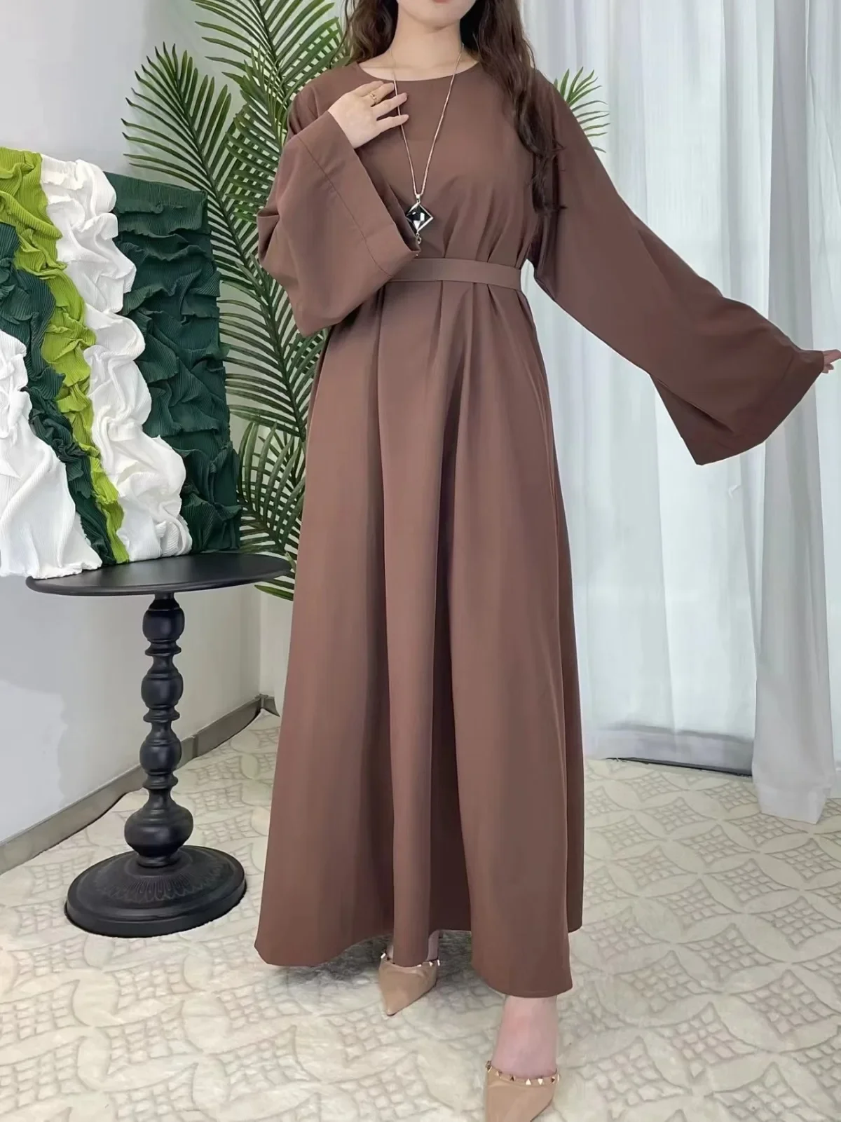 Abayas musulmanes pour femmes, Kaftans, Robe de prière avec ceinture, Manches longues, Vêtements islamiques, Robe de Dubaï, Robes Ramadan, Jilbabs
