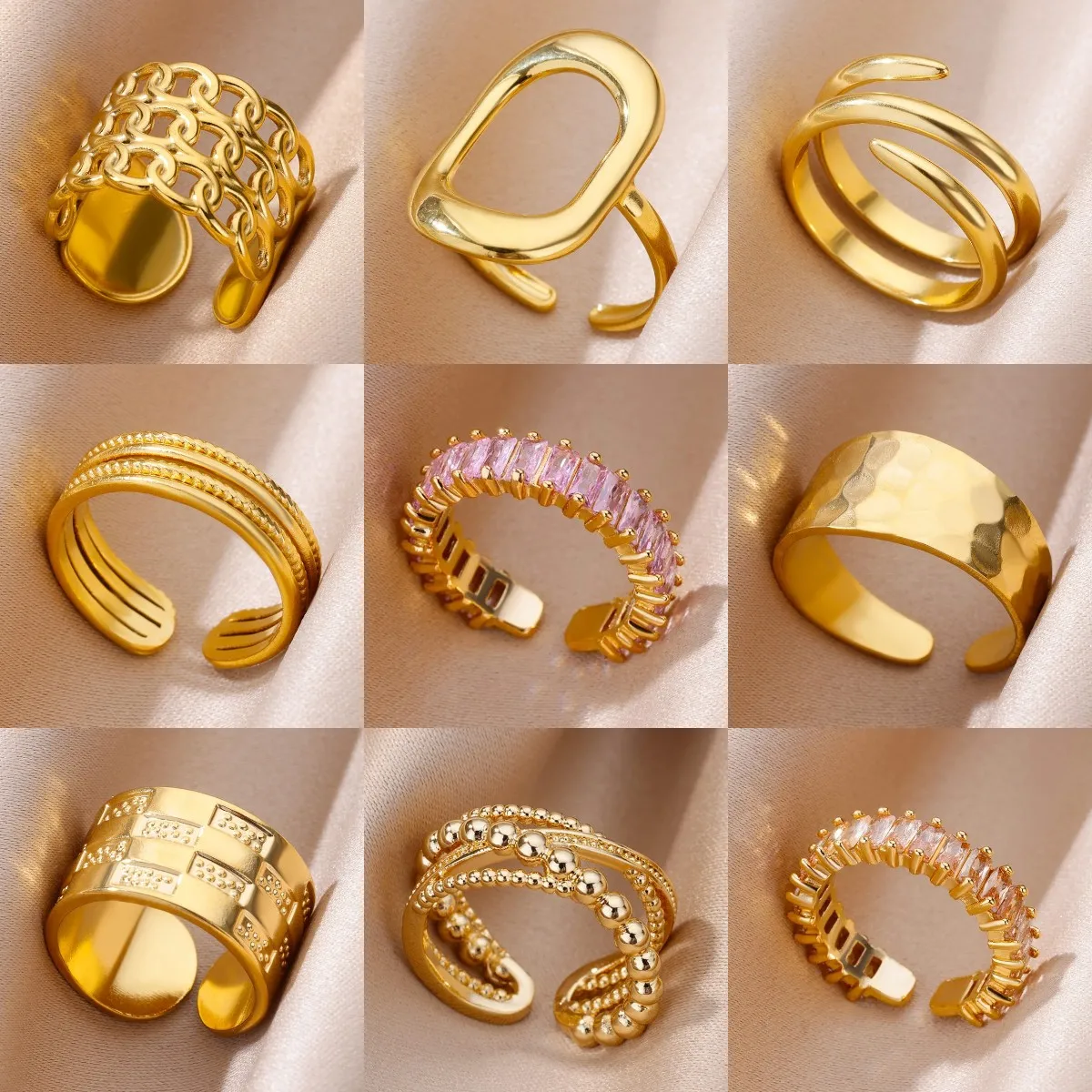 Bagues en acier inoxydable 316L pour femmes, couleur or, ne se décolore jamais, bagues classiques de luxe, bagues de couple de mariage, bijoux, livraison gratuite