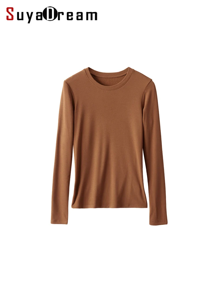Suyarepl, T-shirt pour Femme, Mélange d'InjViscose, Manches sulf, Chemise Thermique Basique Solide, Haut Automne Hiver 2024