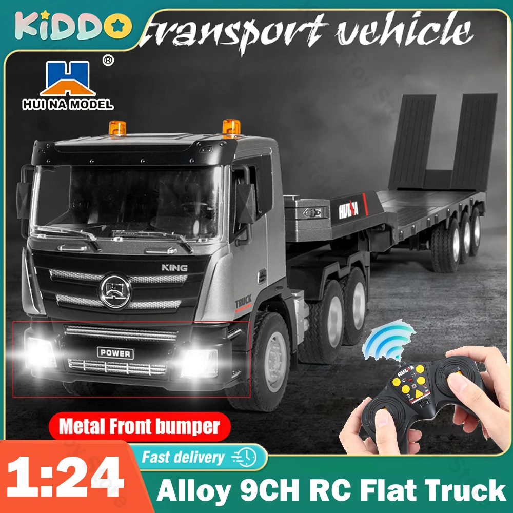 Huina RC – camion plat modèle 1:24, véhicule d'ingénierie en alliage à 9 canaux, voiture télécommandée 2.4G, remorque radiocommandée, cadeaux de noël
