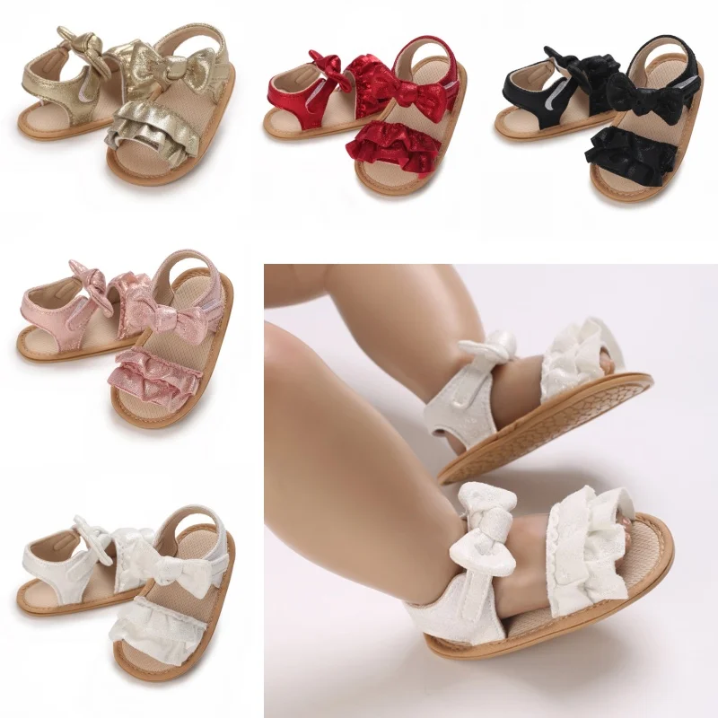 Chaussures d'été à volants pour bébé fille, sandales à la mode, douces et confortables, chaussures de marche non ald