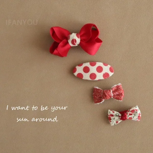 Pinces à cheveux en dentelle douce pour bébés filles, 4 pièces, Boutique, nœuds à pois, épingles à cheveux, Barrettes, couvre-chef, accessoires pour enfants – Image 5