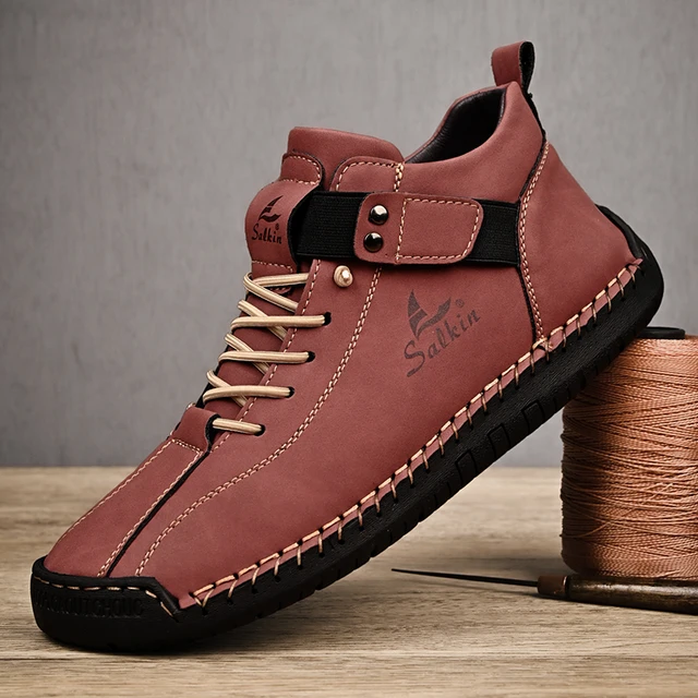 Chaussures en cuir faites à la main pour hommes, baskets Design décontractées, respirantes, bottines d'extérieur, nouvelle collection 2024 – Image 5