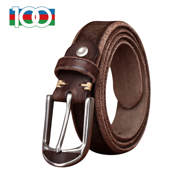 Ceinture en cuir conviviale ré rétro pour homme, ceinture décontractée, cuir de cercle première couche, conception originale, optique, extra épaisse, biseautée