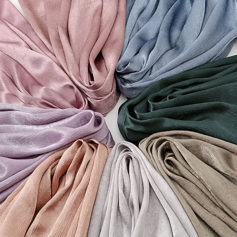 Écharpe Hijab en Satin Déformable de Luxe pour Femme Musulmane, Châle Long, Turban Islamique, Bande de Sauna