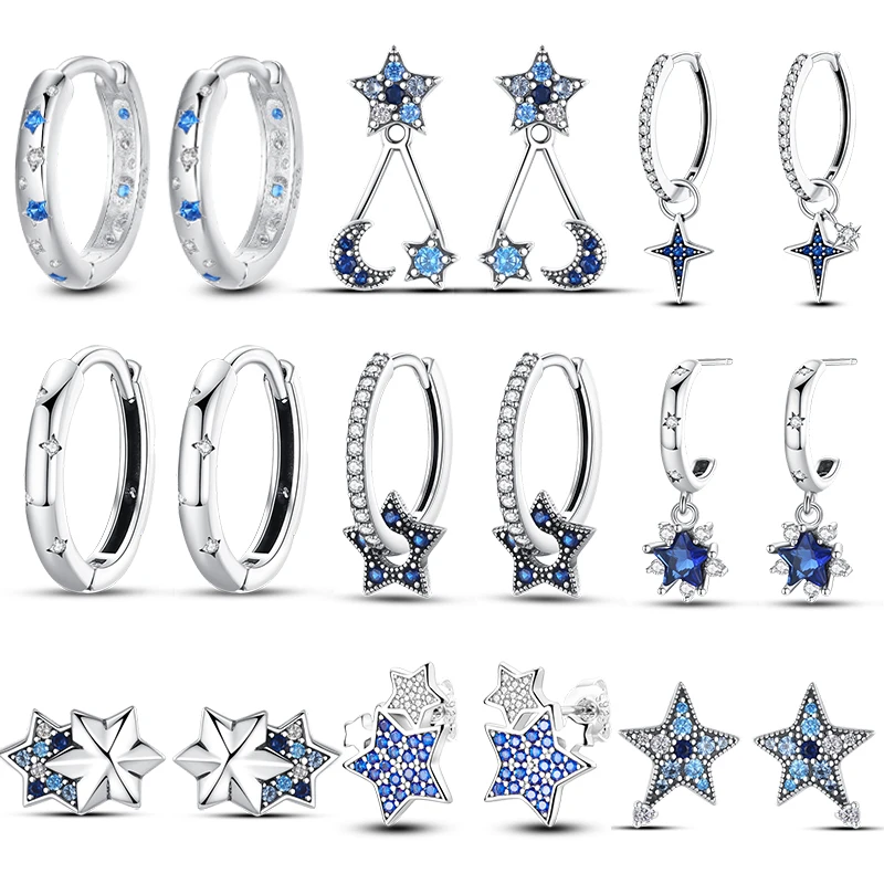 Boucles d'oreilles étoile en argent Sterling 925 véritable pour femmes, clous d'oreilles en Zircon scintillant, bijoux de luxe fins de fiançailles, cadeau de mariage pour filles