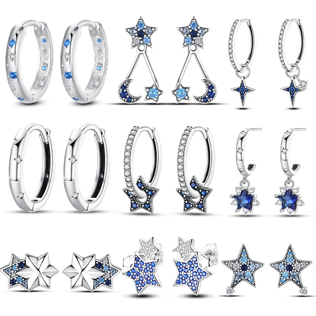 Boucles d'oreilles étoile en argent Sterling 925 véritable pour femmes, clous d'oreilles en Zircon scintillant, bijoux de luxe fins de fiançailles, cadeau de mariage pour filles