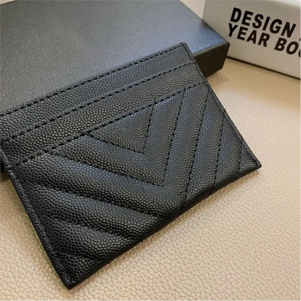 Porte-monnaie d'affaires de qualité supérieure, porte-cartes en cuir, marque de luxe à la mode pour femmes, étui classique en peau de mouton véritable pour cartes de crédit