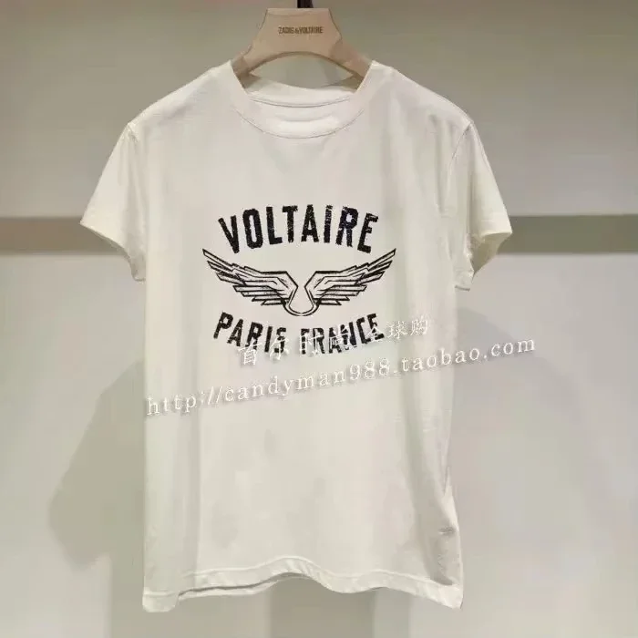 2025 z-voltaire Zadig imprimé femmes T-shirt grande taille décontracté à manches courtes Y2k marque de mode Harajuku femme top t-shirts dame T-shirt