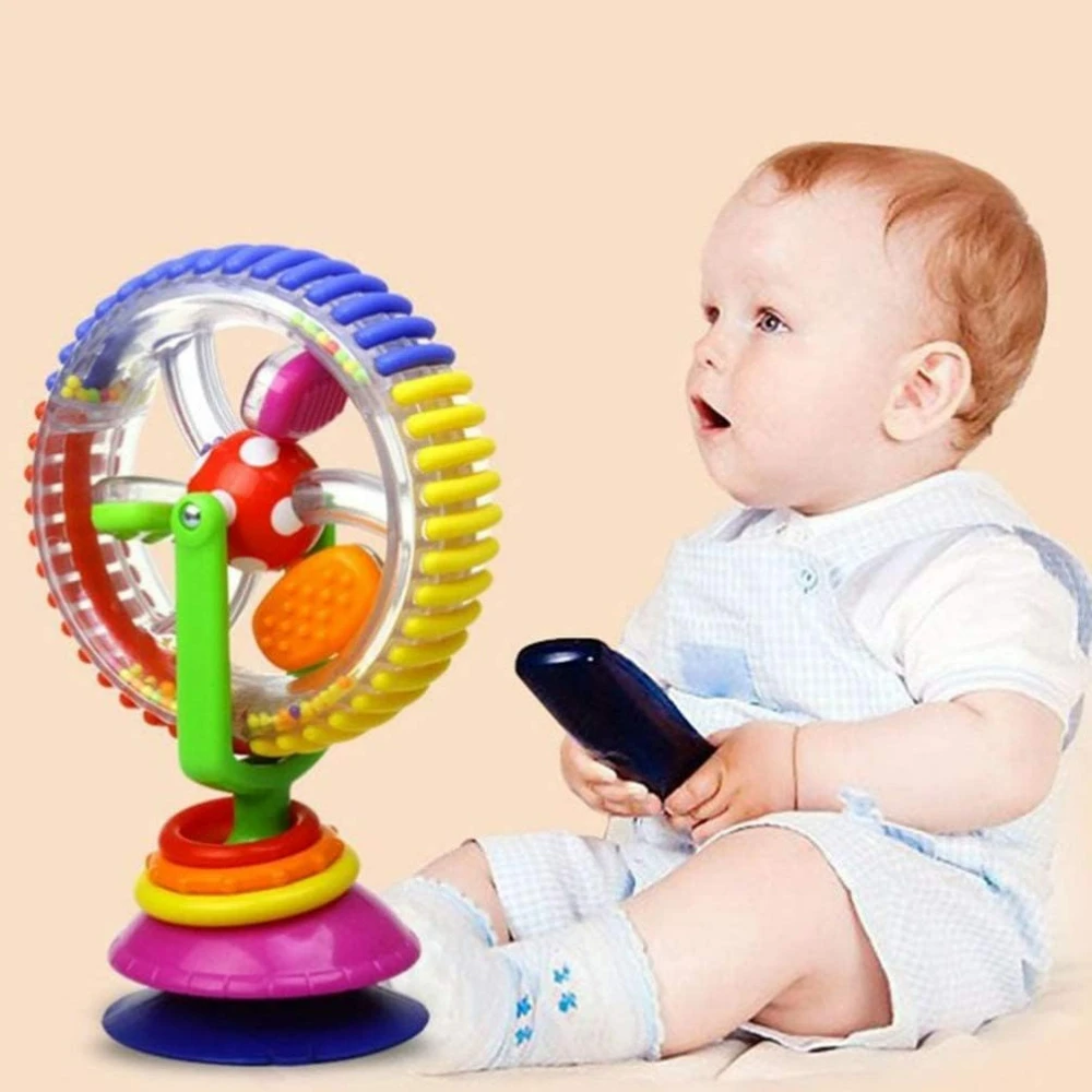 Jouet de chaise haute pour bébé, grande roue, ventouse, Spinner pour nouveau-né, jouet d'activité, hochet, développement interactif, jouet éducatif