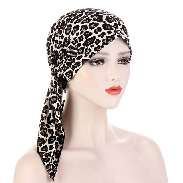 Chimprint-Turban à longue queue élastique pour femme, casquettes hijab musulmanes, bonnet à tête ronde, coiffure portable, doux et à la mode – Image 5