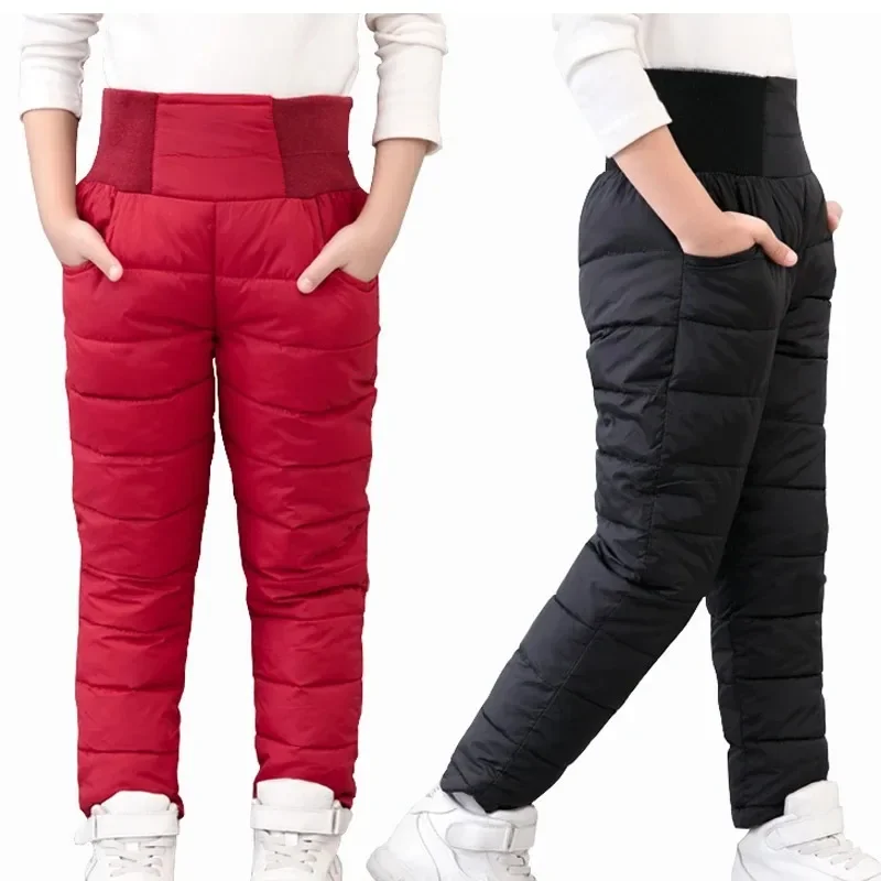 Pantalon d'hiver décontracté en coton rembourré pour fille et garçon, épais et chaud, imperméable, bootcuts de Ski, élastique, taille haute, Leggings pour bébé et enfant