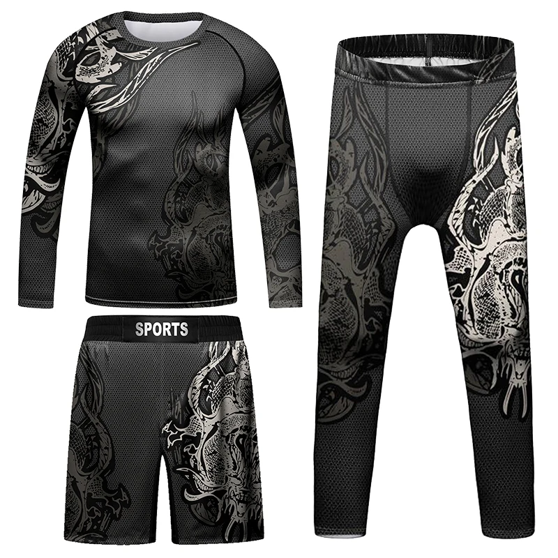 Tenues de musculation Rashgaurd pour enfants, CodyLundin, MMA, grappin brésilien, No Gi Jiu Jitsu, t-shirts et shorts, ensemble Muay Thai Rashguard