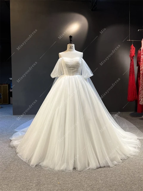 Z0286 personnalisé 100% Photos réelles couleur ivoire Tulle vestidos de novia sweatheart robe de bal hors de l'épaule robe de mariée – Image 2